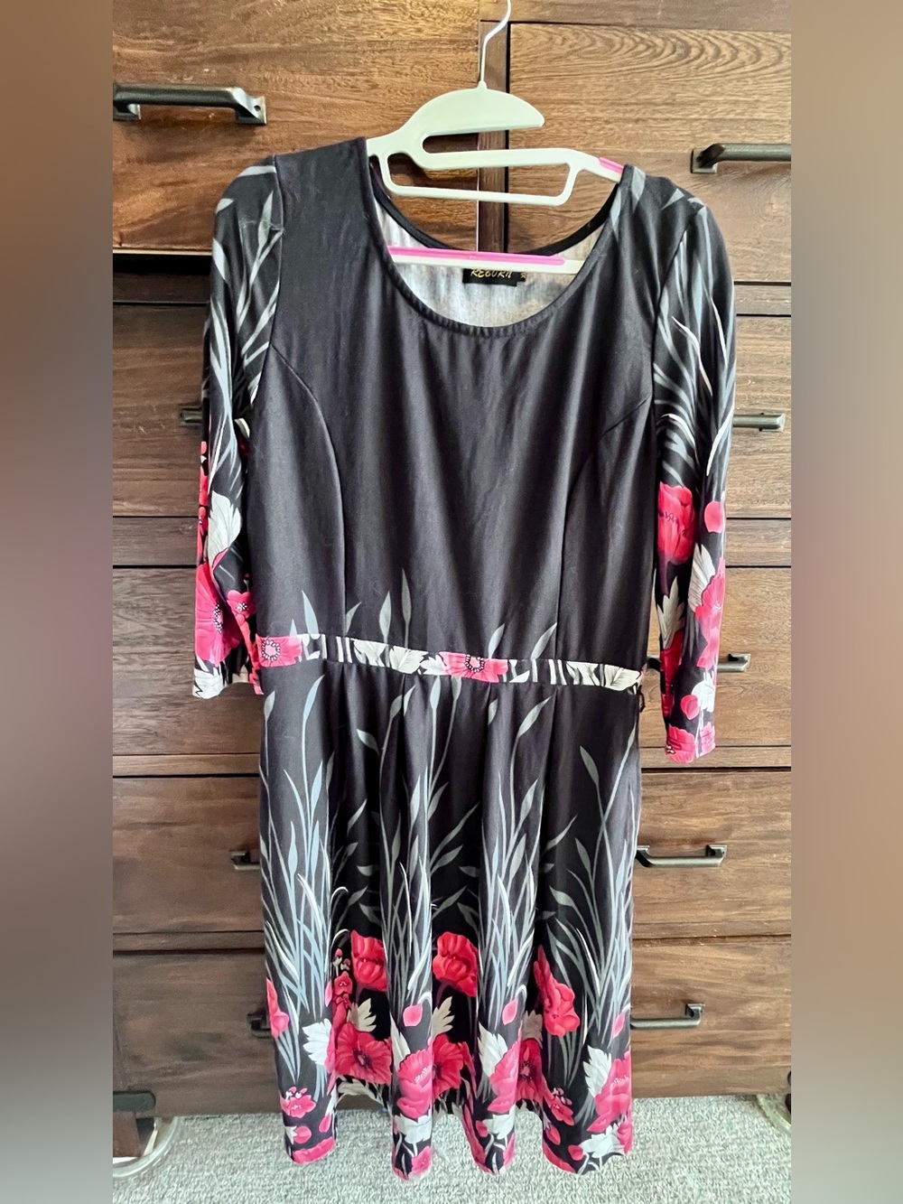 Reborn Black Dress with Floral Accents